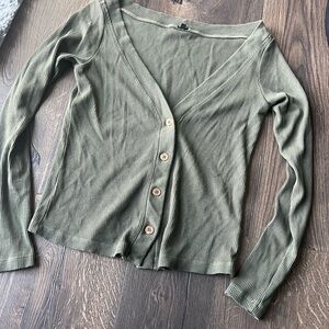 Ribbed Olive Green Cardigan Monrow Medium